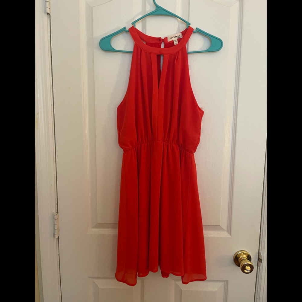 Dark coral chiffon dress